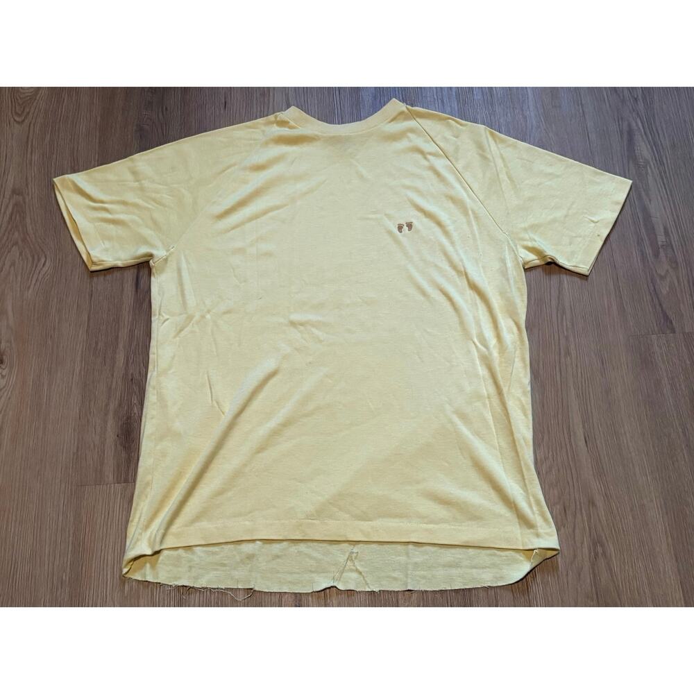 Authentic Vintage 1970s Surfer Hang Ten Tee Yellow Size Medium Heavy Distress